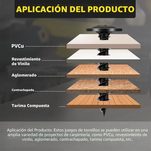 Vista 4 de 220 piezas #8 Kit de surtido de tornillos de madera de cabeza de cercha negros, conjunto de tornillos de madera de alta dureza FIXLINK, tornillos
