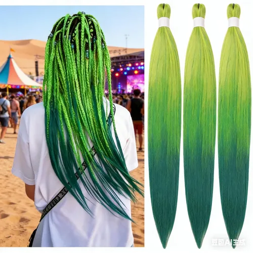 Vista 100 de Cabello trenzado para niños preestirado de 16 pulgadas, color negro para niños, trenzas sin nudos