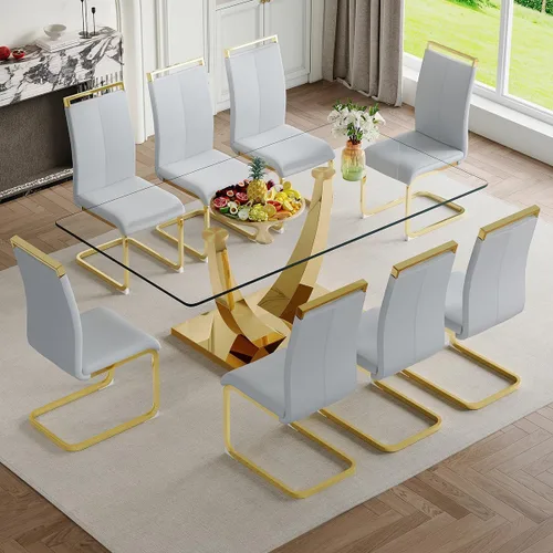 Vista 27 de Mesa de comedor moderna para mesa de comedor de mármol sintético de 4/6, 63 pulgadas, mesa de cocina rectangular, mesa de cocina y comedor de fácil