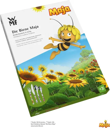 Vista 6 de WMF Maya the Bee Cromargan - Cubertería para niños (4 piezas, acero inoxidable 18/10, pulido, adecuado a partir de 3 años)