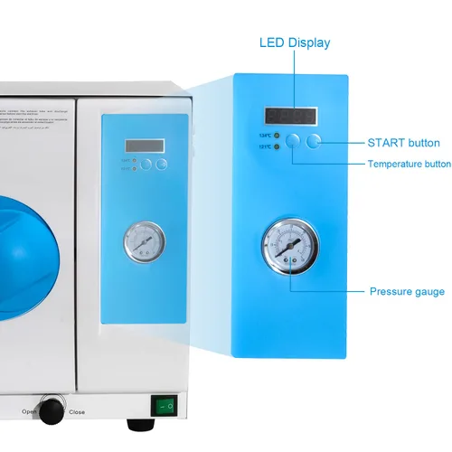 Vista 5 de Clase N 18L Esterilizador de vapor semiautomático portátil Esterilizador de autoclave de mesa Esterilizador Digital Pantalla Autoclave Vapor