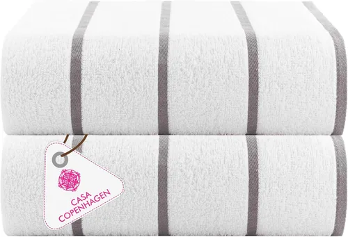 Vista 22 de CASA COPENHAGEN Bella - Juego de toallas de 6 piezas, color gris a rayas, 21.16 oz/m², 2 toallas de baño, 2 toallas de mano y 2 toallas pequeñas