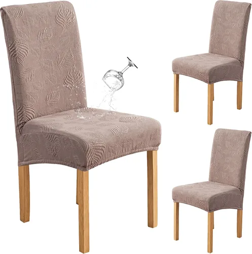 Vista 25 de Genina - Juego de 2 fundas impermeables para sillas de comedor, fundas para sillas de cocina, color beige