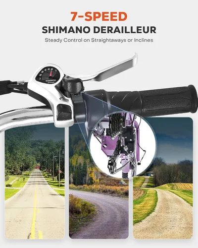 Vista 6 de VIRIBUS Triciclo eléctrico para adultos, triciclo eléctrico de 24 26 pulgadas con batería extraíble de 468 Wh, 250 W/350 W (pico 500 W) bicicletas