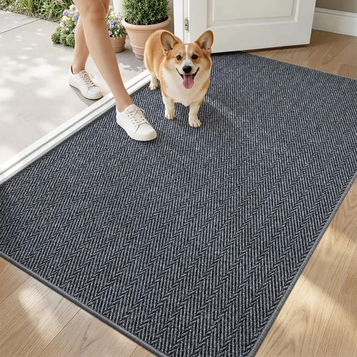 Vista 18 de LUMI Tapete ultradelgado para puerta de interior de 17 x 30 pulgadas, tapete de entrada antideslizante, tapete de perfil bajo, tapete de diseño