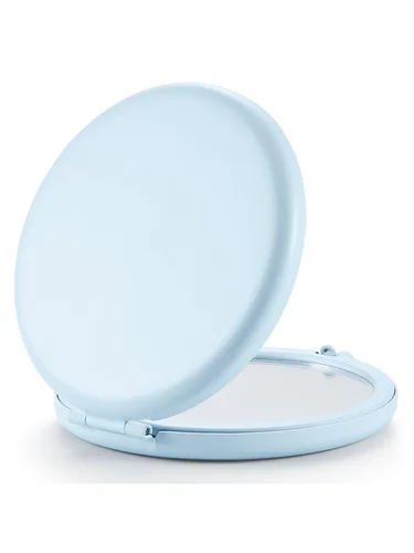 Vista 15 de Espejo compacto para bolso, espejos de maquillaje de bolsillo de metal con aumento de doble cara 1X/2X (redondo, cian) Compact Mirror for Purse
