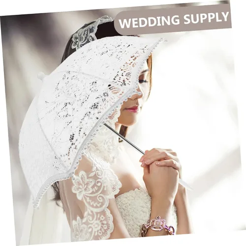 Vista 8 de ERINGOGO 2pcs Lace Umbrella Travel Umbrellas Wedding Umbrellas for Rain Bulk Umbrellas Lace Sun Umbrella Mini Lace Umbrella Princess Umbrella Flower