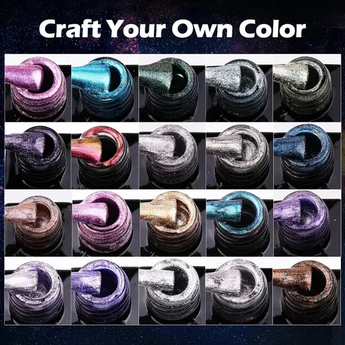 Vista 3 de Clara Colors Esmalte de uñas magnético – Kit de esmalte de gel de ojo de gato de 20 colores, esmalte de uñas holográfico con purpurina de ojo