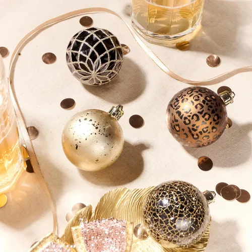 Vista 5 de DecorbyHannah - Adornos de Navidad de oro negro de 20 quilates, decoración Negro dorado