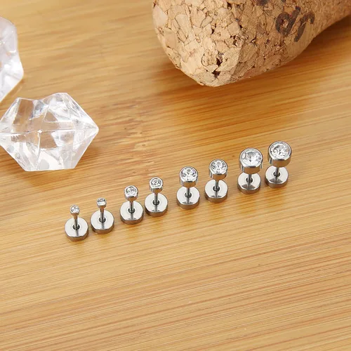 Vista 5 de MJust Juego de aretes de titanio para orejas sensibles, calibre 20, aretes de cartílago de titanio puro, bola de circonita cúbica G23