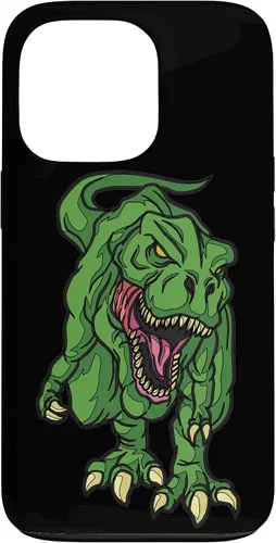 Vista 10 de iPhone 16 Green Dinosaur Illustration For Kids Cartoon Dino Case