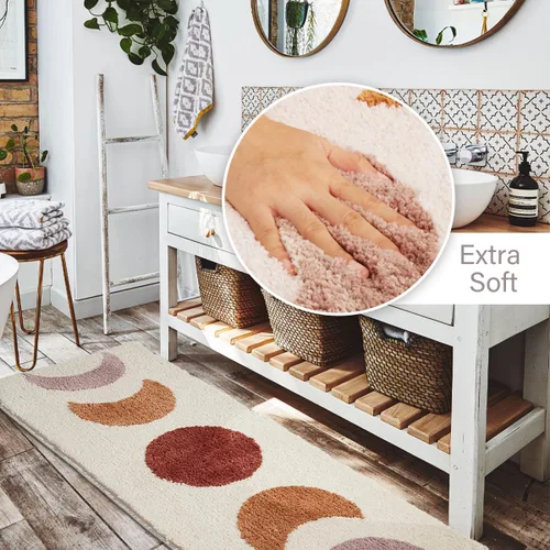 Vista 3 de Alfombras Corredoras de Baño Bohemias - Alfombra de Baño con Fases Lunares Degradadas, Alfombras de Media Luna Brujas Antideslizantes, Decoración