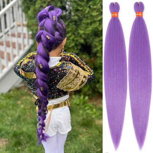 Vista 10 de Cabello trenzado preestirado ombré, extensiones de cabello trenzado sedoso, sin picazón, trenzas de cabello trenzado de ganchillo con textura Yaki