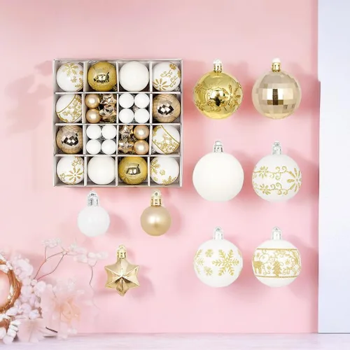 Vista 16 de Juego de 44 adornos de bolas de Navidad, adornos de bolas de Navidad inastillables para Navidad, vacaciones, corona y decoraciones de fiestas