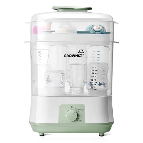 Vista 9 de Grownsy Esterilizador y secador de biberones ajustable 4 en 1 de gran capacidad, capacidad para 8 biberones, esterilizador eléctrico de vapor