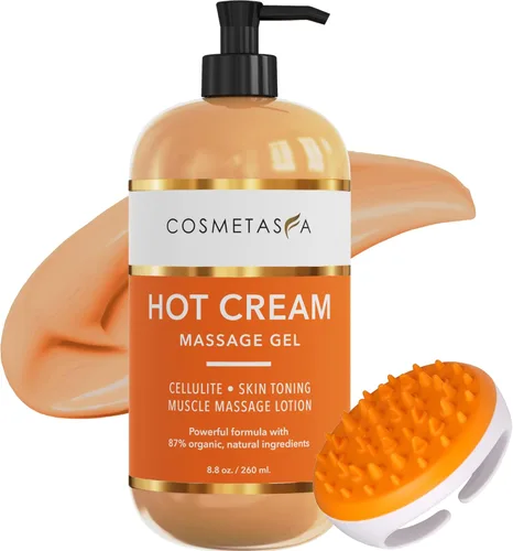 Vista 14 de Cosmetasa - Crema caliente para celulitis, 87% orgánica, gel de masaje natural para sudar estómago, abdomen, vientre, dolor de articulaciones