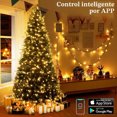 Vista 4 de Brizled - Tira de luces inteligentes para Navidad, 20 metros / 66 pies, 200 luces LED que cambian de color, control por aplicación y voz, luces
