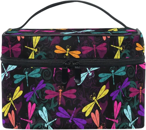 Vista 35 de Bolsa de Maquillaje, Estuche de Maquillaje Organizador de Viaje con Diseño de Calavera y Flores, Estuche de Cosméticos, Bolsas de Aseo para Niñas