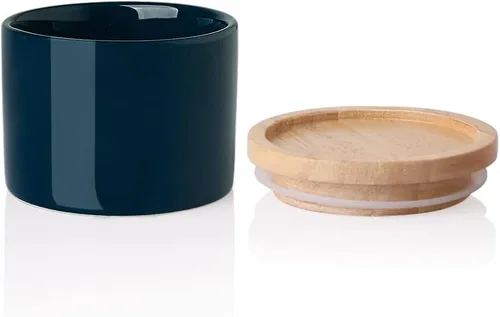 Vista 11 de Recipientes de cocina Sweejar, tarro de almacenamiento de cerámica para alimentos, recipientes apilables con tapa hermética de madera para servir