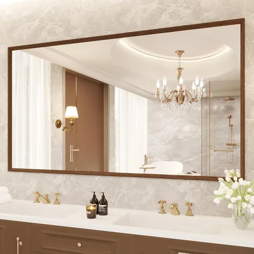 Vista 79 de JISOSO - Espejo de baño negro de 20x30 pulgadas con marco de metal negro, espejo de tocador rectangular redondeado con acabado mate para pared