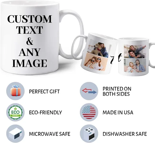 Vista 6 de Taza de café personalizada con texto fotográfico, 4 fotos collage, taza de café personalizada, regalos personalizados para cumpleaños, Navidad, taza