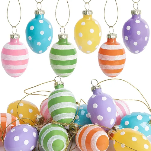 Vista 7 de Watayo 12 adornos de bola de vidrio Mardi Gras, bolas colgantes con purpurina de 1.5 pulgadas, adornos morados de Nueva Orleans, verde, adornos