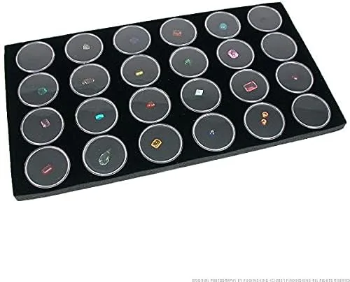 Vista 3 de FindingKing - Vitrina de cristal para joyas, 24 tarros de gemas