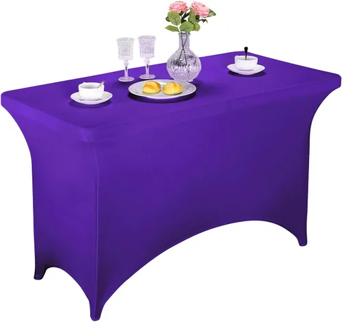 Vista 29 de LZY Cubierta de Mesa Elástica Ajustable de Spandex para Mesa Plegable de 6 pies, 4 pies o 8 pies, Mantel de Cóctel Rectangular, Perfecto para Champn