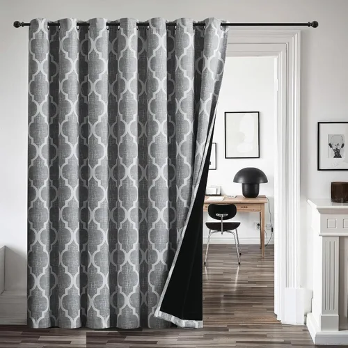 Vista 33 de Beauoop Cortinas 100% Opacas de 45 Pulgadas de Largo, 2 Paneles para Dormitorio, Sala de Estar, Gris Aqua Marroquí Geométrico, Oscurecimiento
