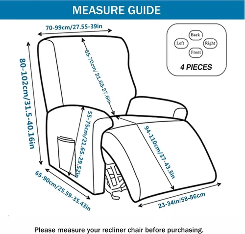 Vista 6 de KRFOONN Fundas elásticas para sillón reclinable con estampado, fundas para sillas reclinables de 4 piezas, fundas para sillón reclinable Lazy Boy