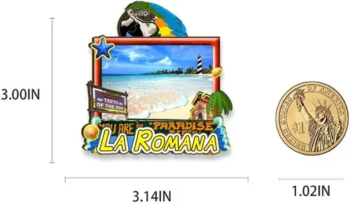 Vista 3 de La Romana - Imán de madera para nevera, diseño 3D de República Dominicana, recuerdos coleccionables, decoración hecha a mano, 2