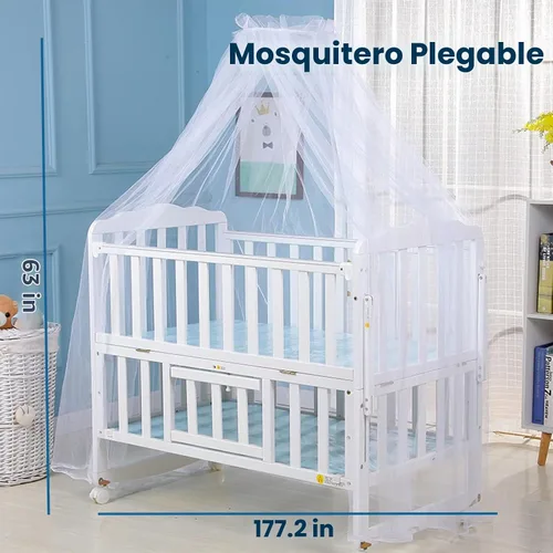 Vista 4 de Mosquitera para cuna, universal, 63.0 x 177.2 in, de encaje, decorativa, para cunas, para cunas, malla transpirable para mantener alejados a