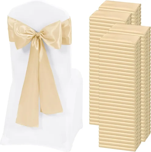 Vista 10 de 60 bandas de satén color burdeos para silla, diseño de lazos, para decoración de sillas de Acción de Gracias, boda, Navidad, banquetes, fiestas