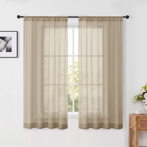 Vista 27 de OWENIE White Sheer Curtains 96 Inches Long 2 Panels for Living Room 52 Wide