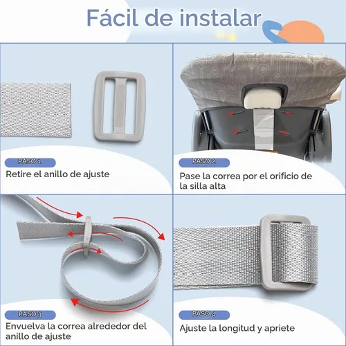 Vista 6 de Correas de repuesto para silla alta compatibles con Graco – Correas de arnés de 5 puntos para silla alta, correas de longitud ajustable para silla