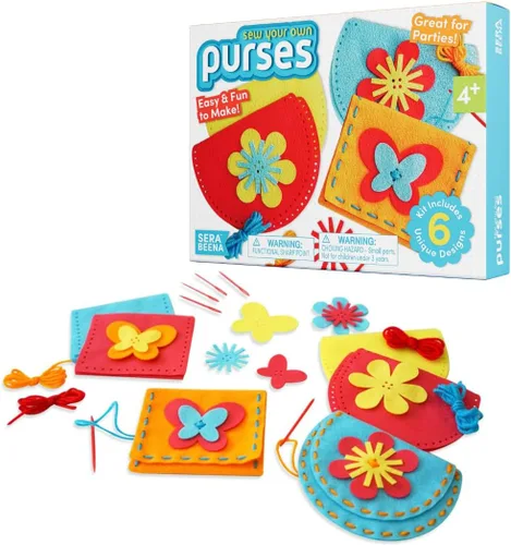Vista 7 de Serabeena Cose Tus Propios Monederos - Kit de Costura para Niños - Manualidades de Fieltro para Niños - Costura Edades 4-8 Años en Adelante - Kit