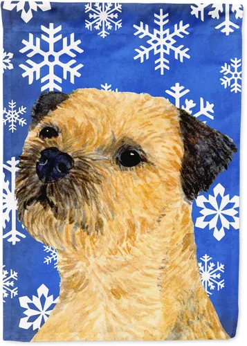 Vista 250 de Caroline's Treasures SC9374GF Bulldog English Snow flakes Holiday Garden Flag Buzón Bandera decorativa para patio exterior, patio, obras de arte