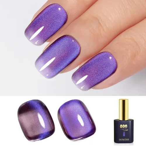 Vista 28 de YTD Likomey - Juego de esmaltes de uñas de gel de ojo de gato, 8 colores con purpurina magnética de cristal, borgoña, rojo, negro, verde, ciruela