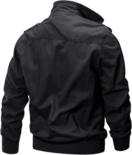 Vista 4 de Crysully - Chaqueta cortavientos para hombre estilo informal y cuello militar para primavera-otoño