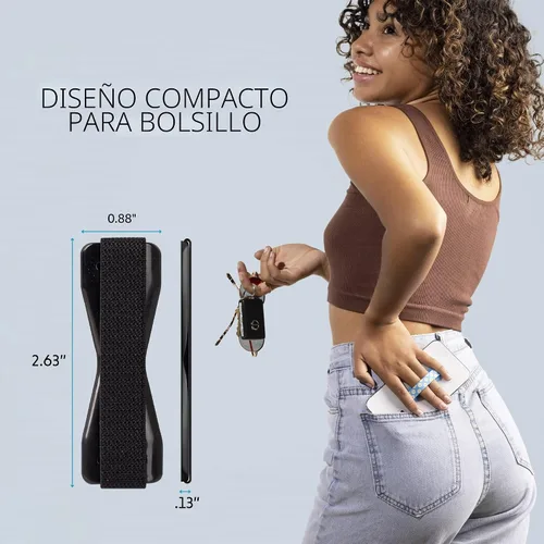 Vista 2 de LOVEHANDLE Paquete de 2 agarraderas originales para teléfono, correa y base negras
