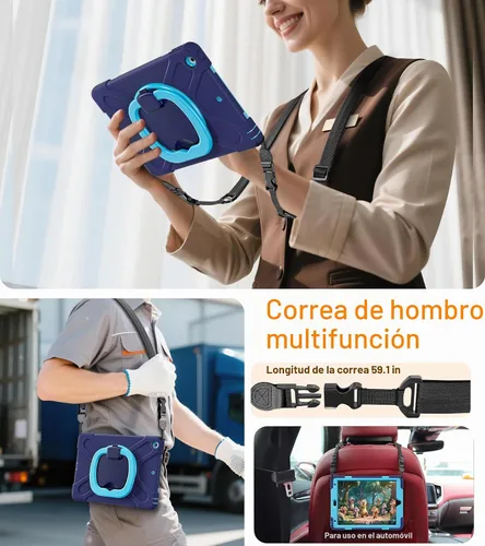 Vista 6 de BATYUE - Funda a prueba de golpes para iPad 9ª/8ª/7ª generación (10,2 pulgadas) - Azul marino A01-Azul marino