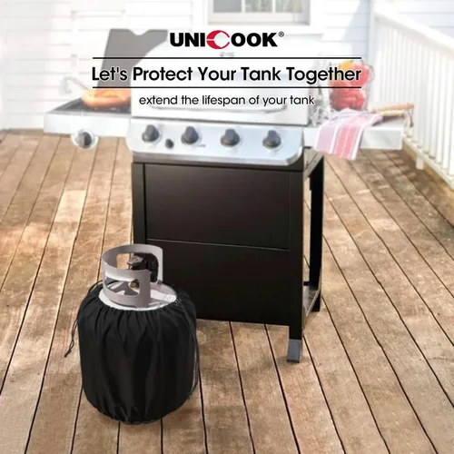 Vista 3 de Unicook Cubierta de tanque de propano de 20 libras, cubierta de cilindro de tanque de gas resistente al agua para exteriores con cordones
