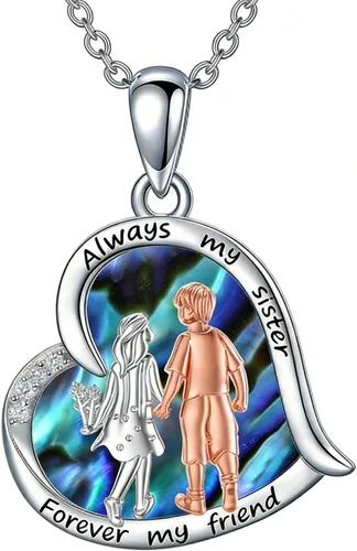 Vista 11 de Collar de Hermana de Plata de Ley - Joyería de Cumpleaños para Hermanas y Amigas