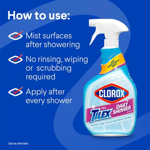 Vista 4 de Clorox Limpiador diario de ducha Plus Tilex, 32 onzas líquidas
