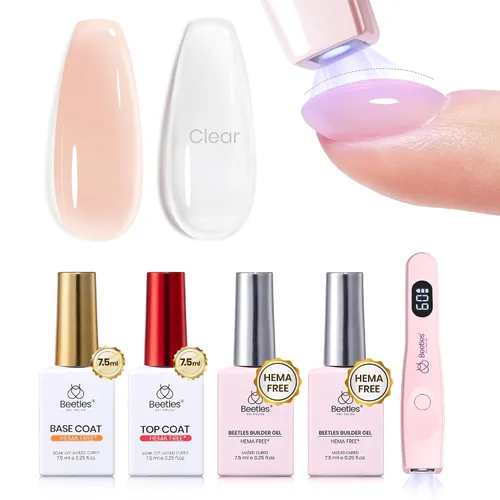 Vista 9 de Beetles - Gel constructor para uñas, 2 unidades de gel transparente 8 en 1 para ápice instantáneo, fortalecimiento y extensión, apto