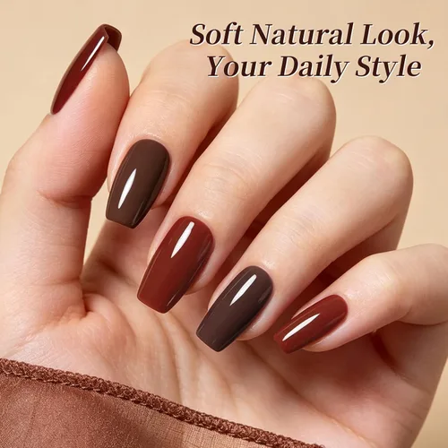 Vista 5 de BORN PRETTY Esmalte de uñas de gel de 6 colores marrón óxido, rojo moca, borgoña Juego de esmaltes de gel de otoño e invierno, tonos beige verde