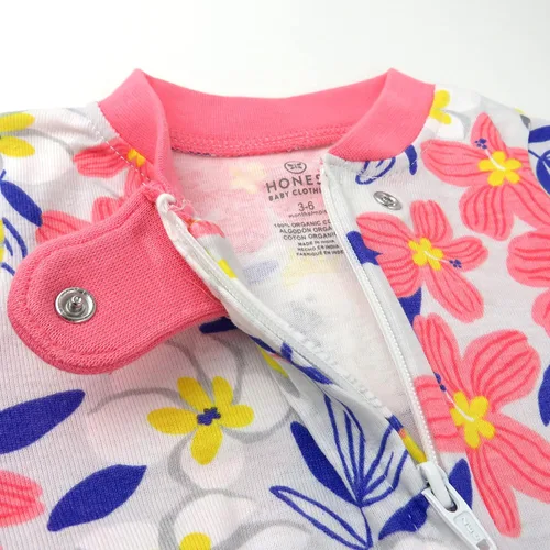 Vista 3 de HonestBaby Footed Sleep & Play Pajamas Organic Cotton for Infant Baby Girls (LEGACY)