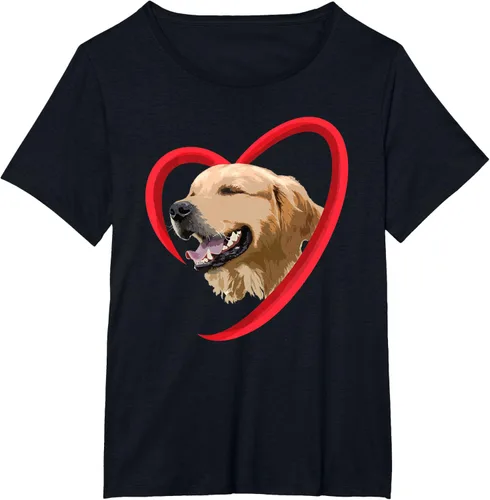 Vista 27 de Golden Retriever Corazón, regalo para ella, camiseta del día de San Valentín, Negro