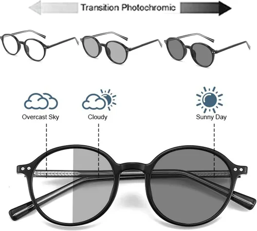 Vista 3 de TR90 gafas de lectura multifocales progresivas redondas gafas de sol de transición gafas de sol fotocromáticas gafas de conducción mujeres hombres