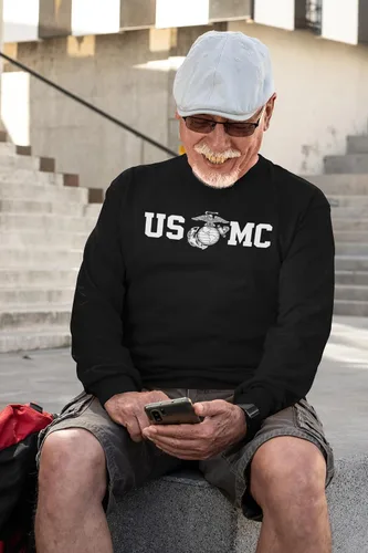 Vista 8 de Lucky Ride Marine Corps Bull Dog Front and Back USMC - Camiseta de manga larga para hombre